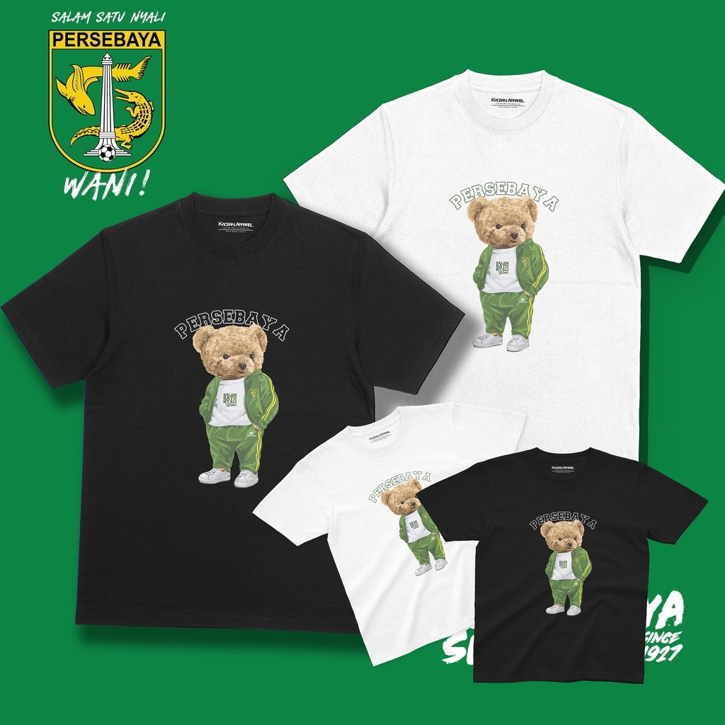 Kaos Persebaya Anak & Dewasa "Bear Persebaya" - Kaos Supporter Persebaya/Surabaya Fans/Kaos distro P