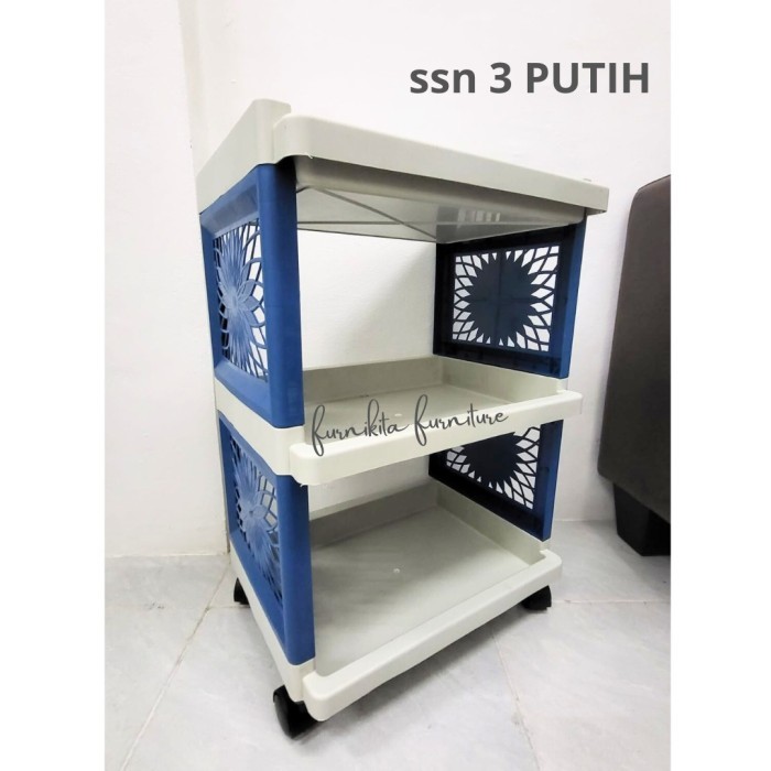 RAK YOYO RAK DORONG RAK DAPUR SERBAGUNA RODA - SUSUN 3, NAMPAN HITAM