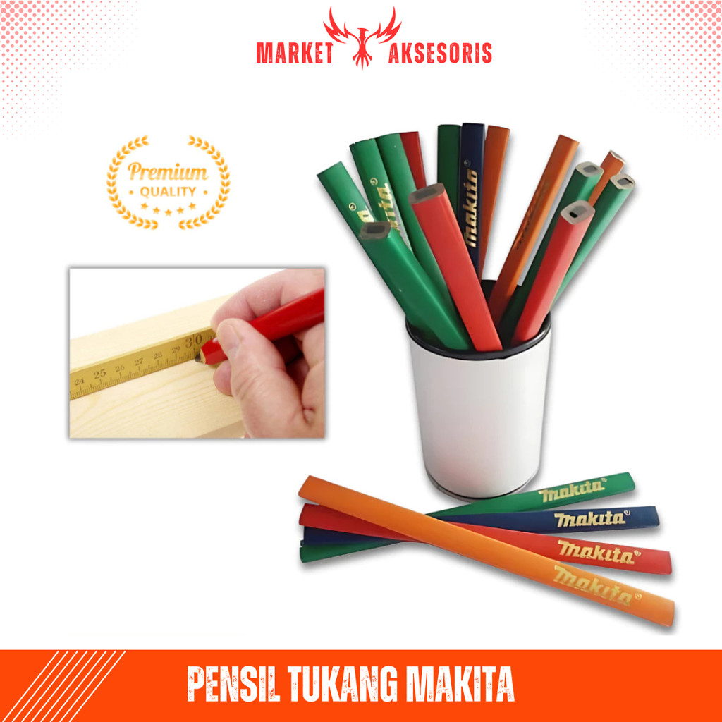 Pensil Tukang Makita Bagus Pencil Tukang Kayu Bangunan Proyek Mebel Furniture Alat Tulis