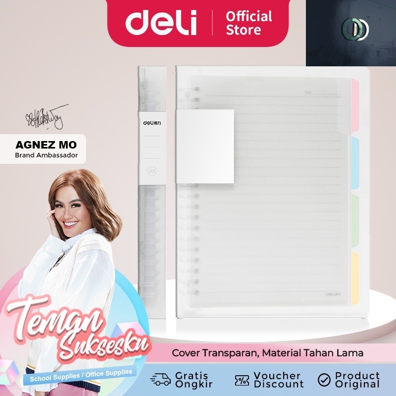 

HOT SALE!! / Deli Loose Leaf / Buku Catatan Binder Clip Notebook 60 Lembar QHX560