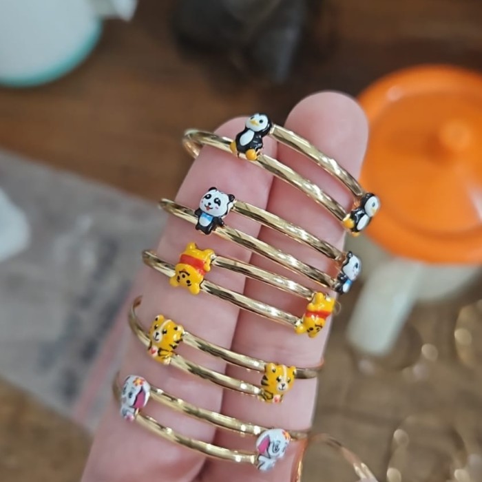 gelang anak bayi newborn emas asli bulat doraemon pony elsa frozen