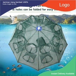 Payung Bubu 16 Lubang Jaring Jebakan Perangkap Udang ikan Kepiting Model Payung 16 Lubang（Fishing ne