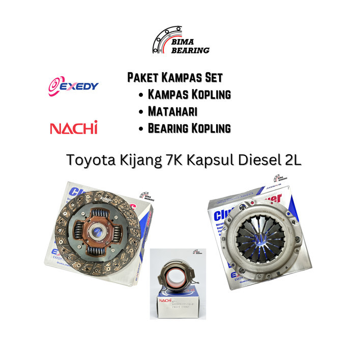 Kopling Set 7K Kijang Kapsul Diesel 2L Daikin Exedy NACHI JAPAN Paket Kampas Matahari Bearing Ori
