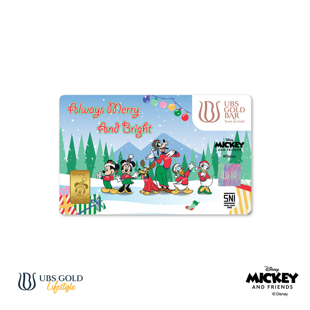 UBS Gold Logam Mulia Disney Mickey And Friends Christmas 1 Gr