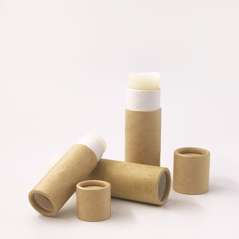 Custom Brand Design Biodegradable Kraft Cardboard Lip Balm Deodorant Stick Container Packaging Push 