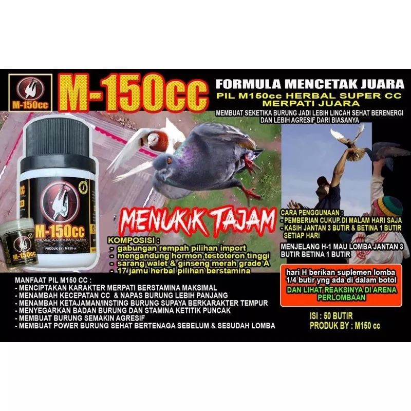 M 150cc Merpati Juara Vitamin Penggacor Suplemen Doping Booster Merpati Juara