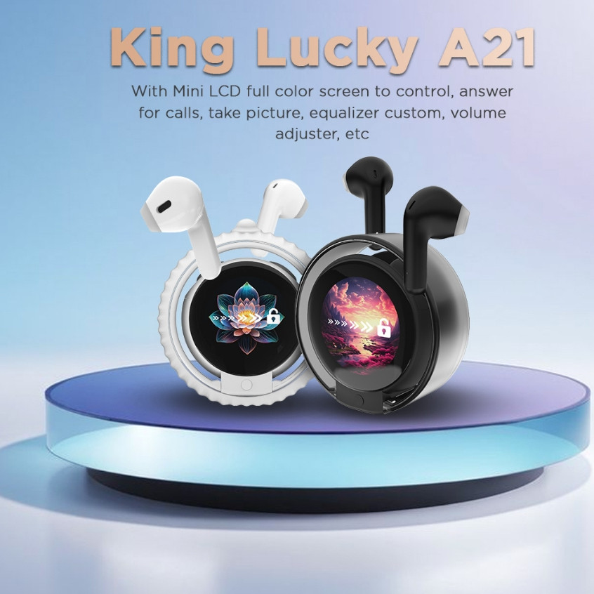 KINGLUCKY A21 TWS WIreless Bluetooth 5.4 with Mini LED Full Color Screen | Earphone TWS Touch Screen