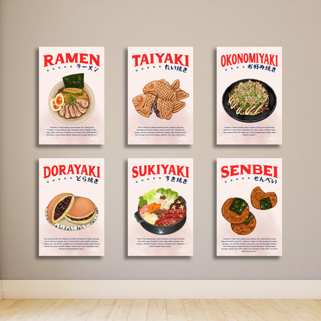 HIASAN DINDING DEKORASI RESTORAN CAFE JEPANG MINIMALIS RAMEN UDON DORAYAKI BLASTER