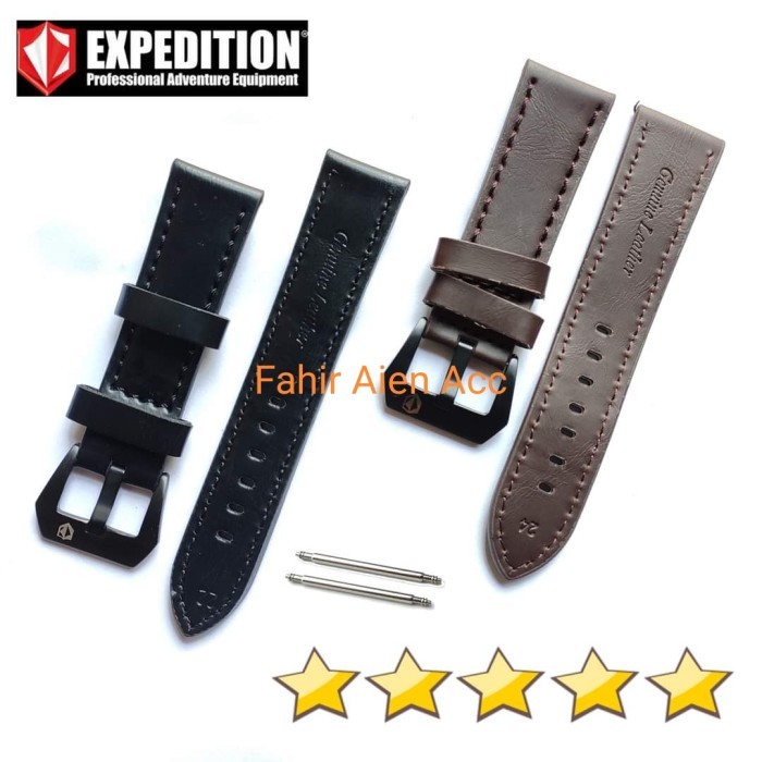 TALI JAM KULIT EXPEDITION 22MM 24MM 26MM FREE PEN SEPASANG TALI JAM - Hitam, 26mm