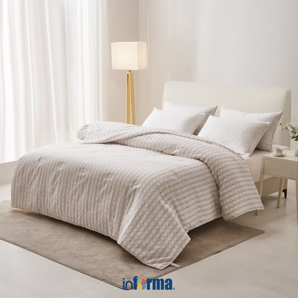 Informa Bed Cover Yoel Yael Cokelat Hijau Biru Abu King Queen Single 240X210 210X210 160X210 Selimut