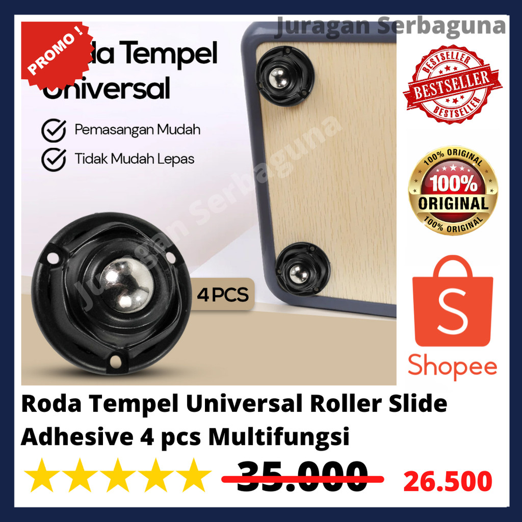 Roda Tempel Universal Roller Slide Adhesive 4 pcs Multifungsi