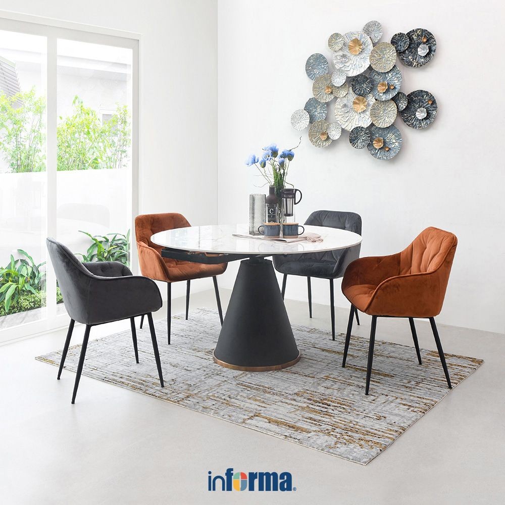 Informa Brooke Kursi Makan Fabric - Abu-Abu/Hitam Dining Chair Tempat Ruang Kafe Restoran Bangku Caf
