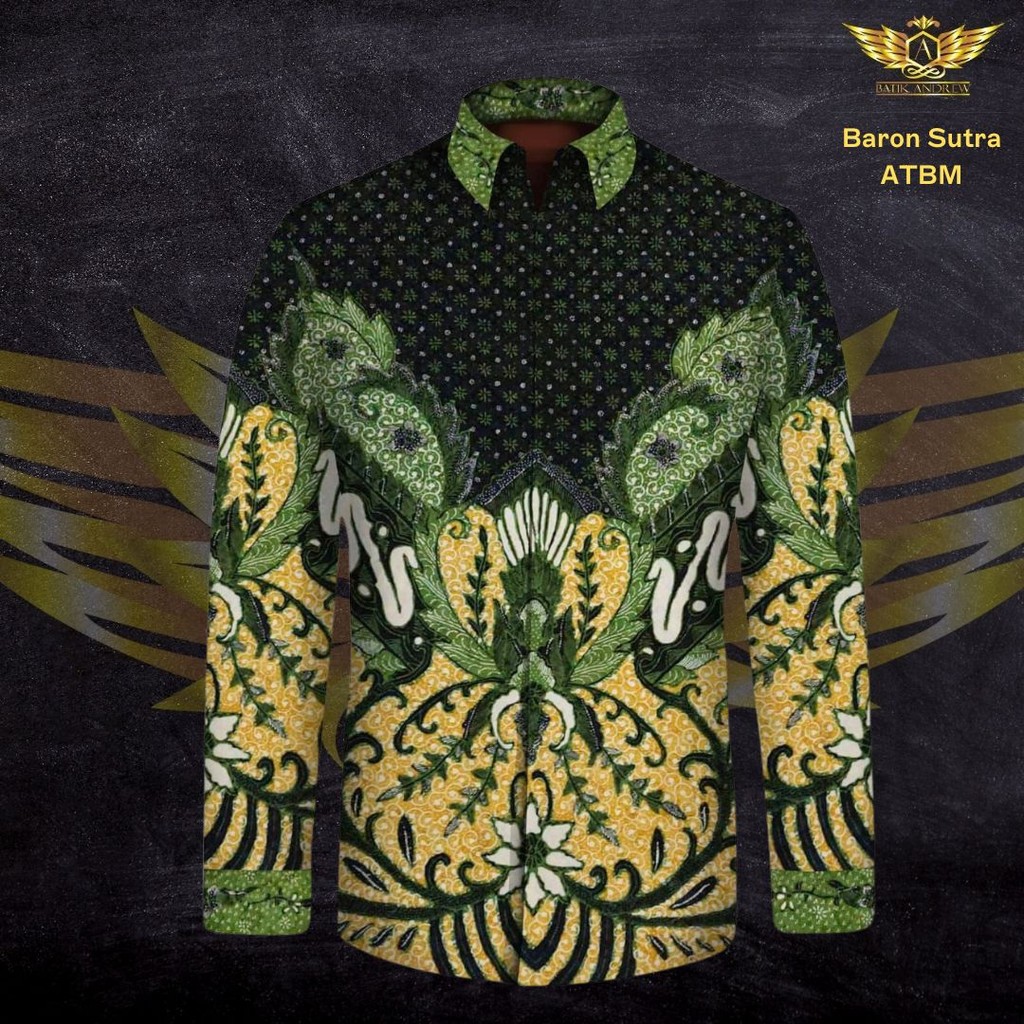 BARON MOTIF 11 BAHAN KAIN BATIK TULIS SUTRA POLA SUTRA ATBM TENUN PISANG BALI HIJAU KUNING HITAM