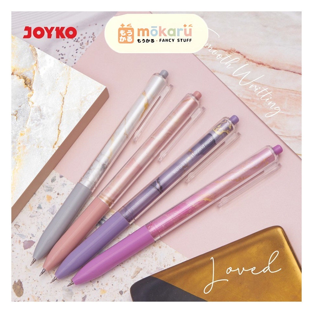 

Joyko Gel Pen GP-400 Black 0.5mm Pulpen / Pena Motif Marmer Pastel