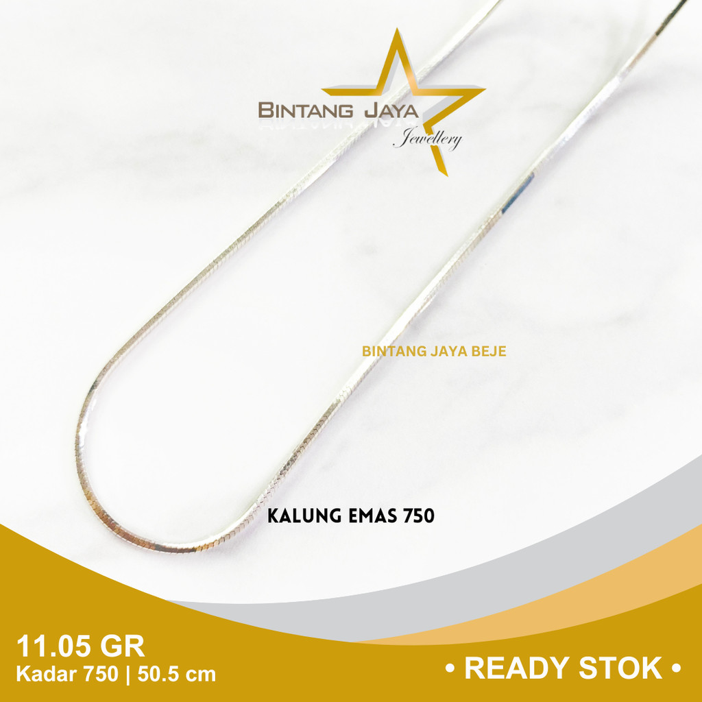 Kalung Emas Putih Whitegold Kadar 750 17K Panjang 50.5 CM Berat 11.05 gr gram Model Rantai Cass4ndra