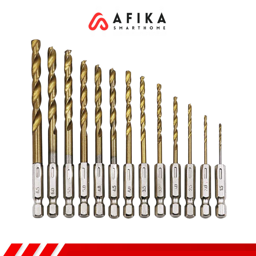 Mata Bor Power Drill Steel Titanium Hex Shank 13 PCS