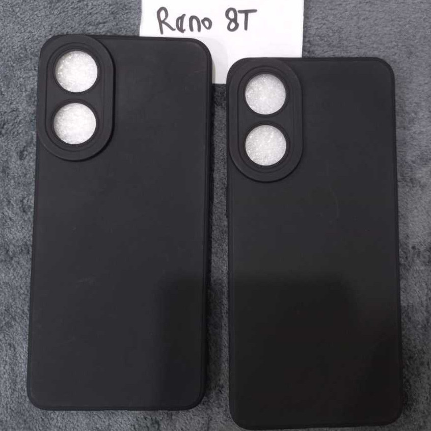Softcase Black Matte Oppo Reno 7 4G , Reno 8 4G , Reno 8T 4G Case Pro Camera Silikon Hitam Polos