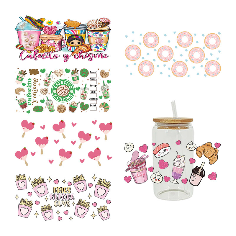 

Delicious Food UV DTF Cup Wrap Transfers Stickers Waterproof For Glass Decoration D6009