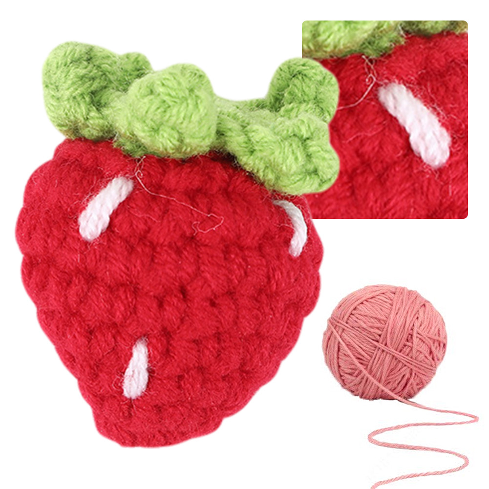 

Decorative Crochet Strawberry Pendant Car Mirror Hanging Charm Hand Knitted Strawberry Pendant DIY Knitting Craft Supplies Gift