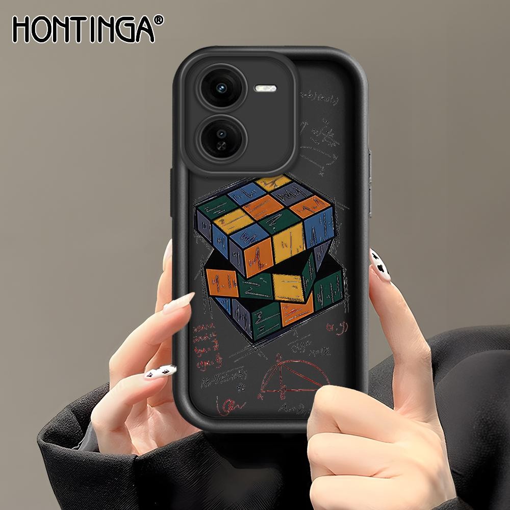 Hontinga Casing Hp Untuk VIVO iQOO Z9X 5G Silikon Sofcase Cassing Mode Softcase Rubik Cube 3672 Phon