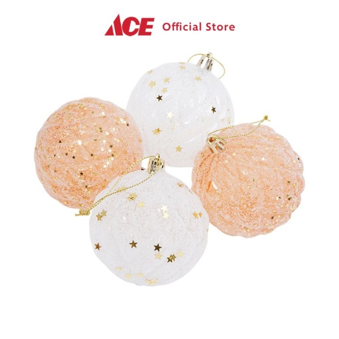 

Noelle 8 cm Set 4 Pcs Bola Dekorasi Natal Christmas - Putih/Oranye Xmas Ball Decoration Ornamen Hiasan Pohon Natal Pajangan Decor Properti Foto