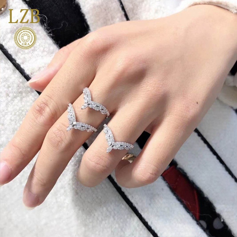 Temperamen Fashion Romantis Dalam Berbentuk V Mata Kuda Moissanite Cincin Berlian Cincin Kawin Wanit
