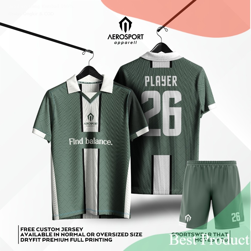 Berkerah Setelan Jersey LUSH VERDE Bola Futsal  Full Printing Dryfit Premium Aerosport Bisa Satuan/ 