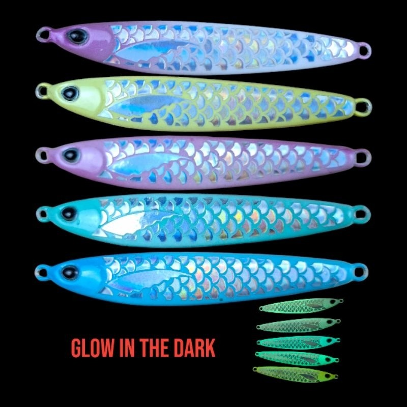 metal jig premium gomame sisik glow in the dark 40,60,80,100 gram