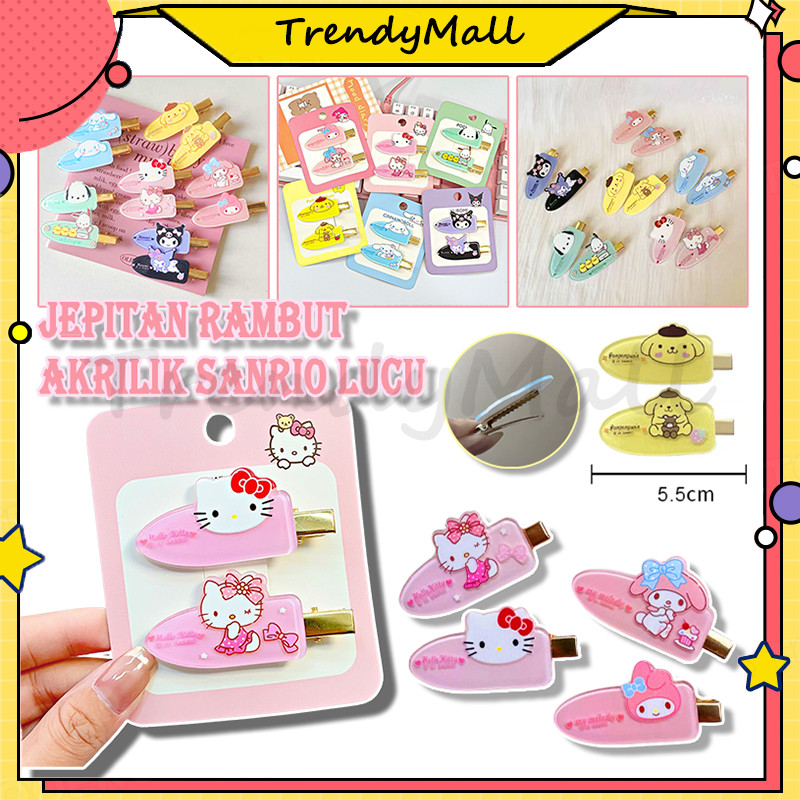 2 motif jepit rambut glossy glitter sanrio /Jepit Rambut Sanrio /Jepit Rambut Sanrio Lucu /Jepit Ram
