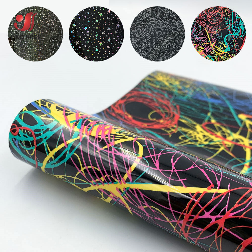 

4 Assorted Color 12"x10" Bundle Star Square Multicolored Pattern Heat Transfer Vinyl Iron on Tshirt Clothing Decor DIY Easy Weed