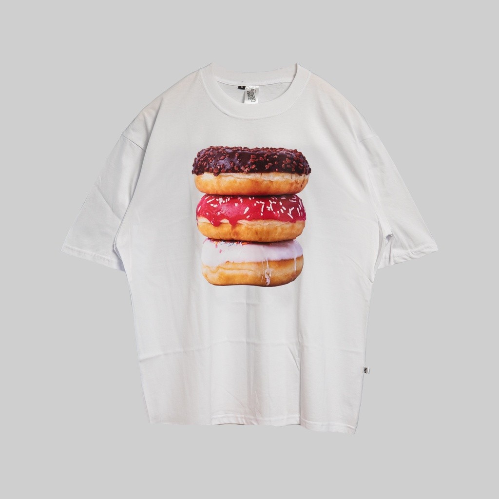 【COD】 Oversized T-Shirt Exhale 3Donuts White T-shirt