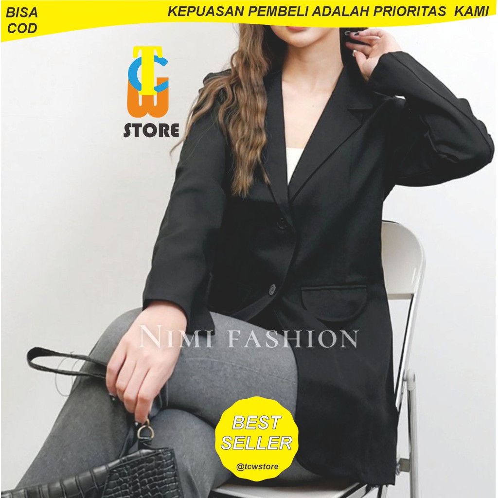 TCWSTORE - Blazer Hitam Wanita Blazer Kerja Wanita Panjang Formal