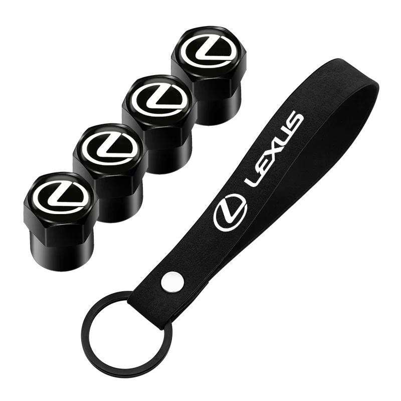 

For LEXUS RX300 RX330 RX350 IS250 LX570 is200 Aluminum Car Tire Valve Caps with Car Badge Keyring Keychain Set of accessories