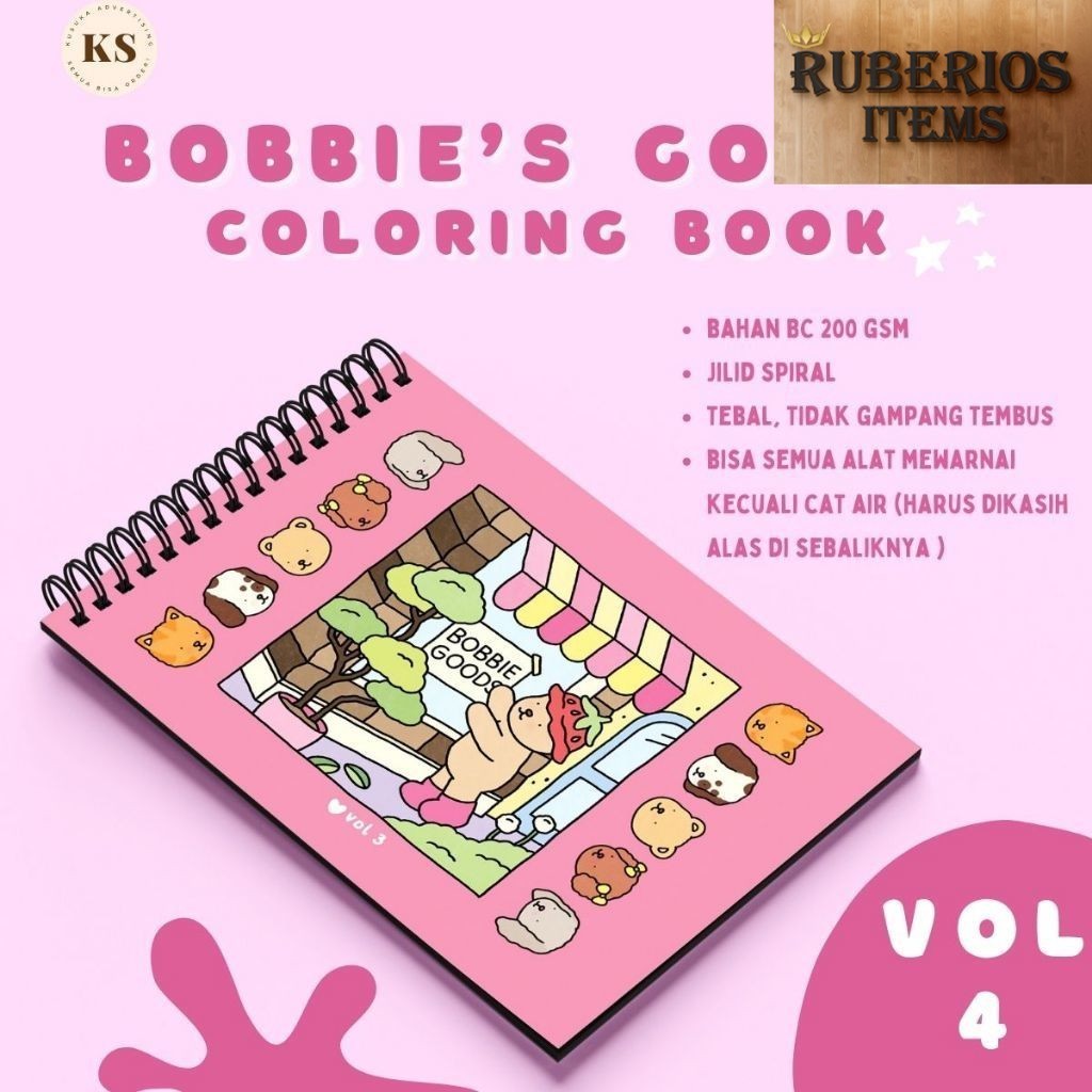 

Bobbie's Goods Vol.4 Coloring Book Buku Mewarnai Anak Remaja Dewasa Aesthetic Kertas Tebal