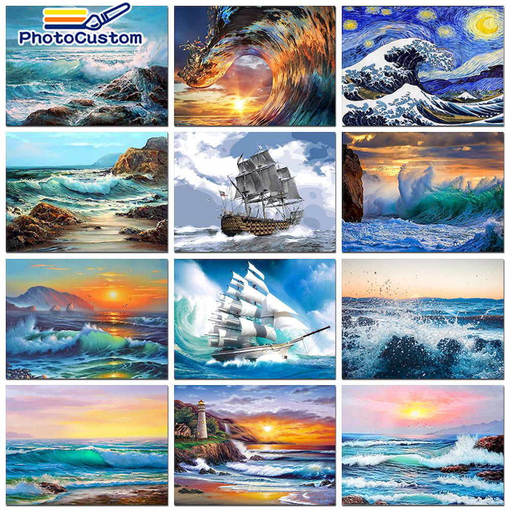 

Acrylic Painting By Numbers For Adults Seascape Coloring By Numbers Diy Gift Wall Decors Picture Paint Hand Painting