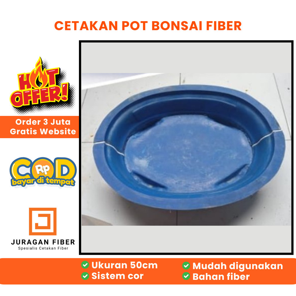 Cetakan fiber Oval 50Cm / cetakan pot semen / pot bonsai / cetakan pot bonsai fiber