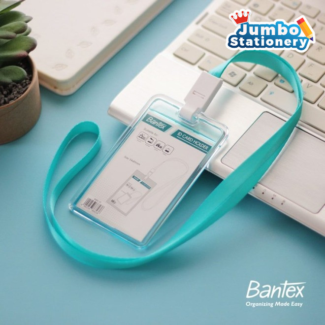 Id Card Bantex Transparant Portrait Lanyard Biru