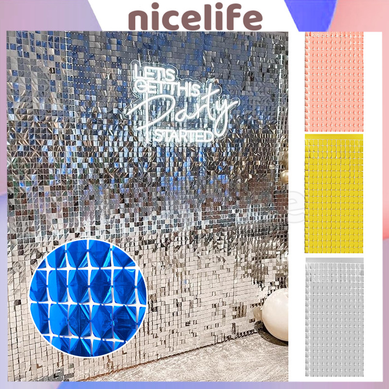 Tirai Foil Kotak Metalik / Tirai Foil Kotak / Tirai Rumbai Foil Square