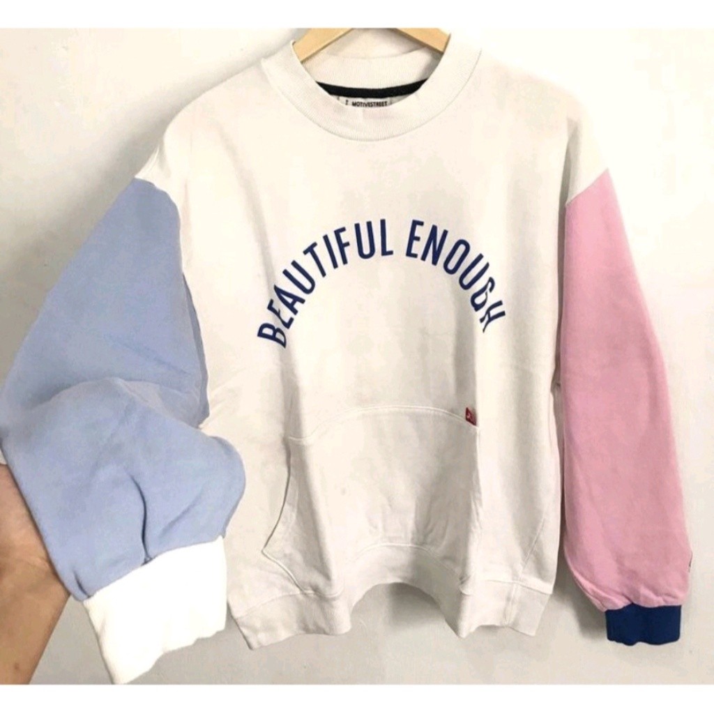 Promo BEAUTIFUL ENOUGH SWEATER OVERSIZE CREWNECK WANITA TREE COLOUR