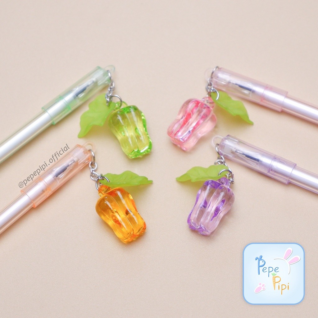 

4 &12 pcs Pena Gantungan Paprika Pen Bolpen Pulpen Bolpoin Karakter labu daun appel apel paprica