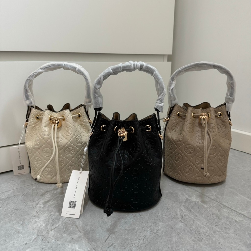 ori~Tory_burch/TB tas selempang bahu portabel tas ember timbul ikonik baru