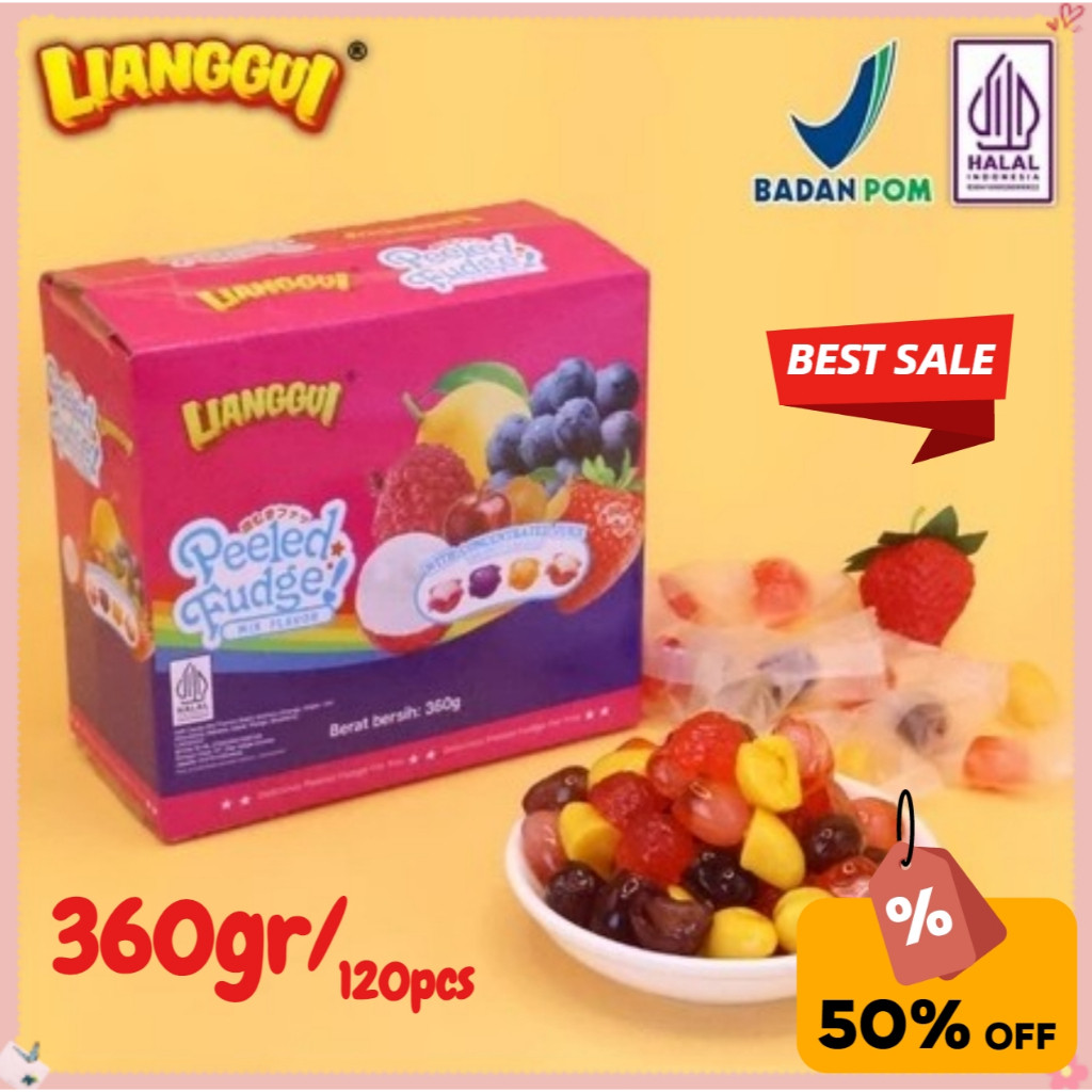 

[ HALAL] LIANGGUI PEELED FUDGE 360gr LUNAK ANEKA RASA BUAH/ JERUK/ STROBERI/ JAGUNG/ MANGO/
