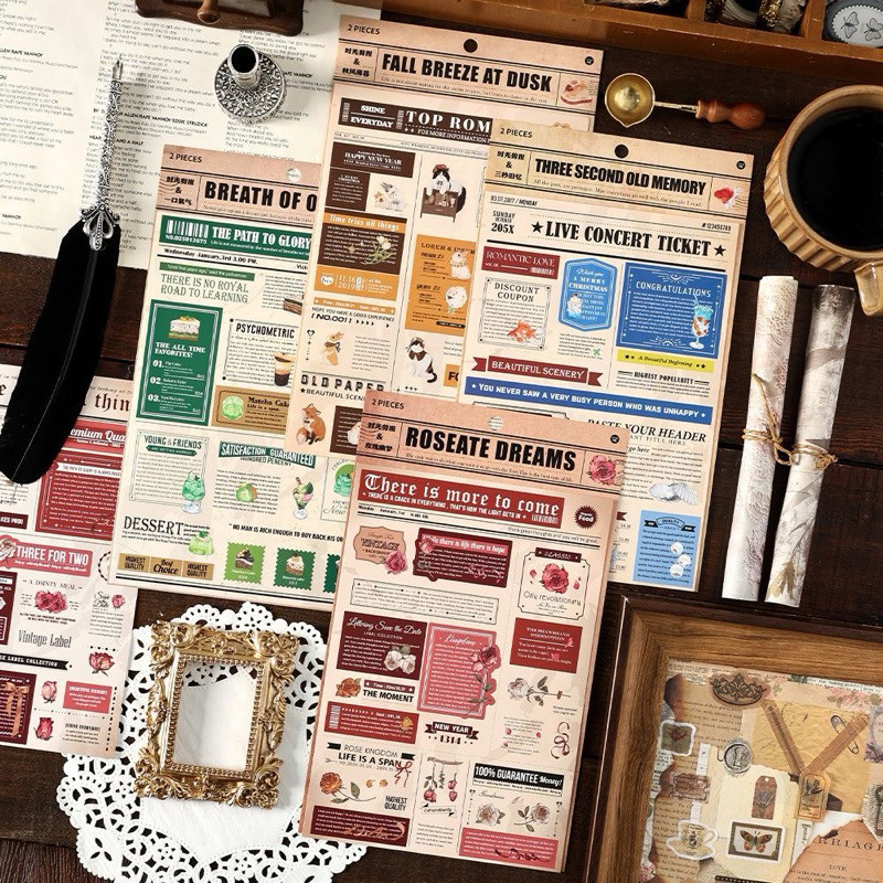 

Journamm.id Infeel.Me Time Clippings Series Kertas Sintetis Stiker Perekat Diri Buku Catatan Bahasa Inggris Retro Stiker Kartu DIY