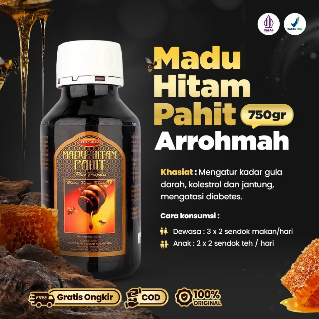 

Madu Hitam Pahit Arrohmah Hitam Pahit Insulin - 750 Gram