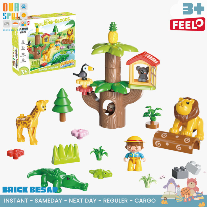 Feelo Jungle Animal 37 pcs building block - brick besar