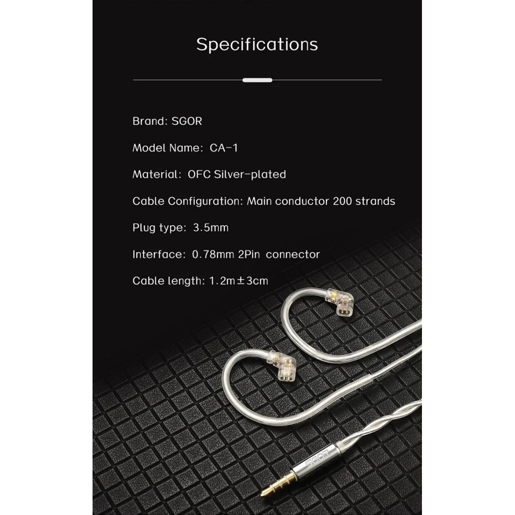 SGOR Adonis Cable Kabel CA-1 High Purity Silver Plated - 2 Pin QDC