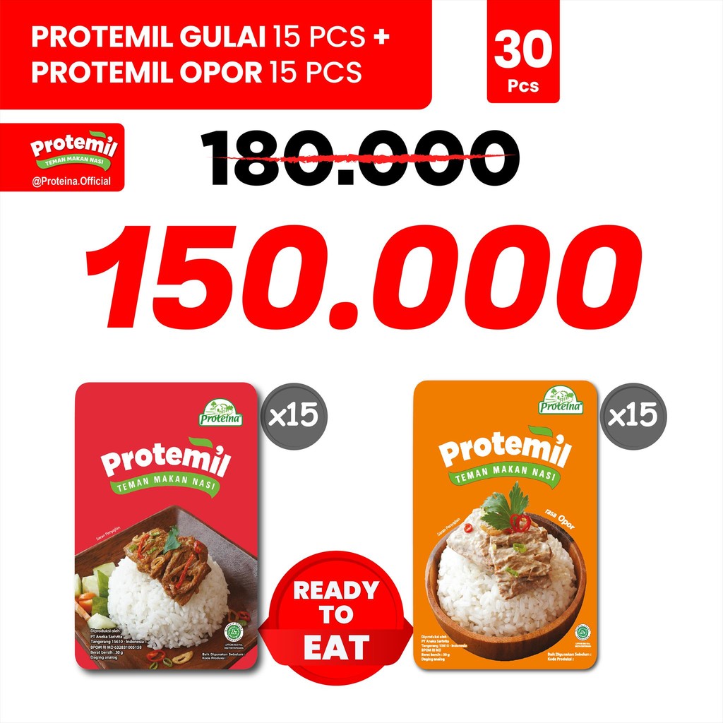 

Paket Protemil Gulai & Opor (30pcs) / Makanan Instan / Siap Makan