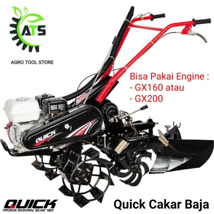 DISKON Traktor Quick Cakar Baja Lengkap RTH Roda Besi Karet Singkal Blade B