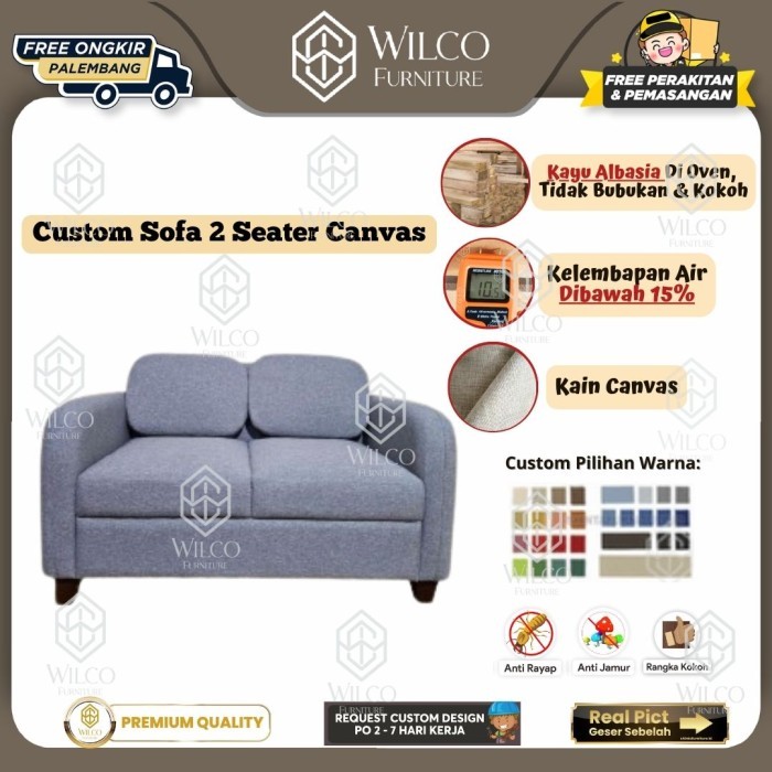 Custom Sofa Tamu 2 Seat Canvas | Sofa Tamu Minimalis | Sofa Canvas Custom Palembang