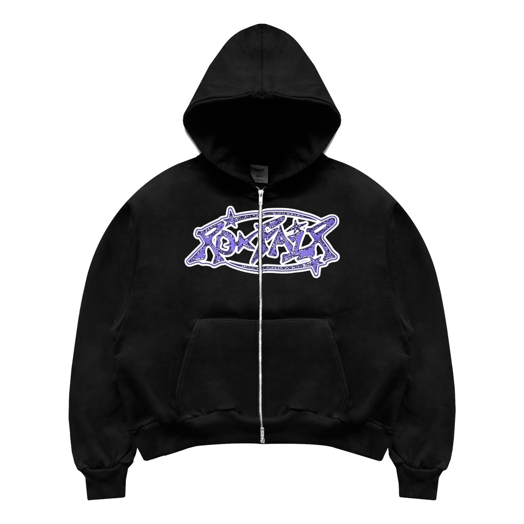 Roofair Hoodie Boxy Double Zipper - Purple Logo